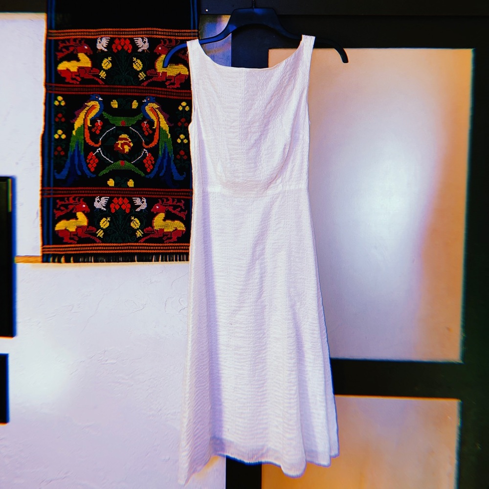 J. Crew White Cotton Midi Flare Dress